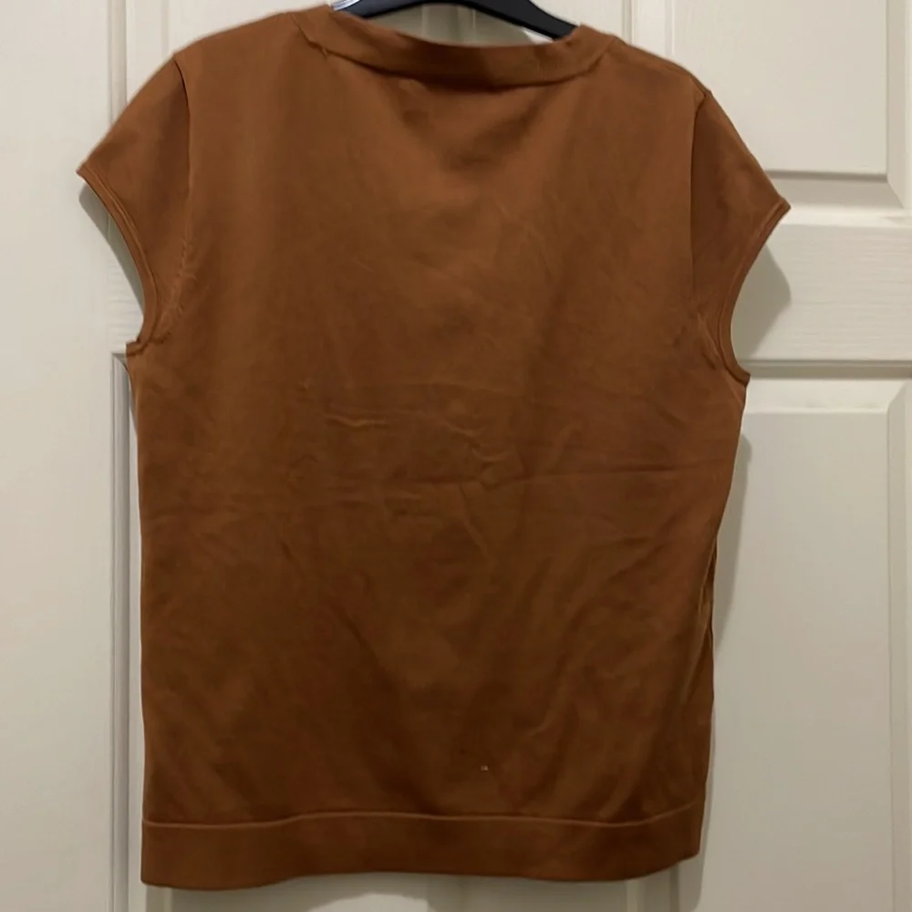 Jones New York Brown Cap Sleeve Scoop Neck Top (sz pm) - Picture 6 of 6